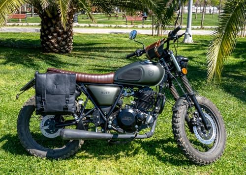 Motorsiklet Çantası, Motorsiklet Yan Çantası, Deri Çanta, Geçme Kilitli (Siyah)