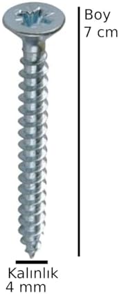Sunta Ahşap Ağaç Tahta Vidası Yıldız Uçlu Vida 30 Adet Boy 7 cm Kalınlık 4 mm