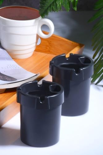 2 Adet Koku Yapmaz Çakmaklık Hazneli Siyah Plastik Küllük Oto Kül Tablası Kül Tabağı