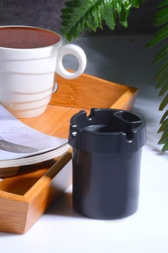 1 Adet Koku Yapmaz Çakmaklık Hazneli Siyah Plastik Küllük Oto Kül Tablası Kül Tabağı