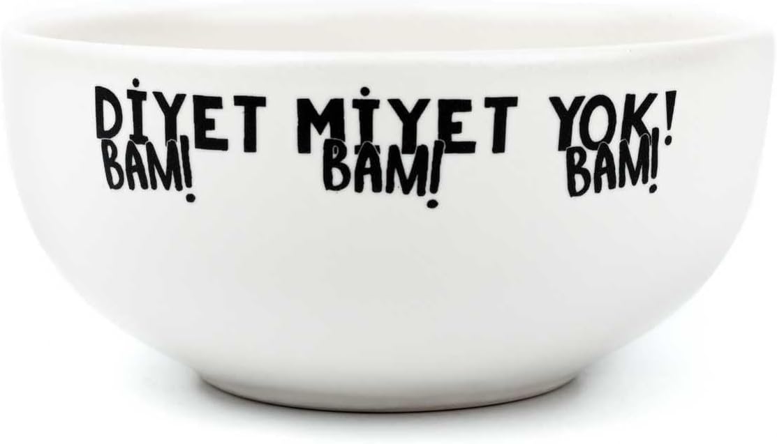 Alternative view of Diyet Miyet Yok! Krem Seramik Kase - Hediye Seramik Kase