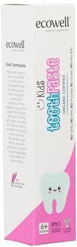 ECOWELL Florürsüz Çocuk Diş Macunu, Organik & Vegan Sertifikalı, Karadut Özlü, 6 Ay ve Sonrasına Uygun, 75gr