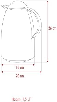 ews 1.5 LT Isı Yalıtımlı Çay Ve Soğuk Su Termosu Füme (12 Saat Tutar& İçi Camdır)