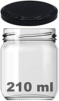 10-1000 ml Farklı Boyutlarda Kavanoz (10-1000 Arası) cc Konserve Metal Kapaklı Cam Kavanoz 6 Adet (Şeffaf, 210 cc)