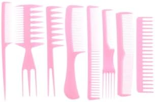 Taşınabilir Kuaför Çantası, Renkli, 8 Parça Saç Tarağı Seti, Profesyonel Ürün, Saç Tarak Seti (Pembe)