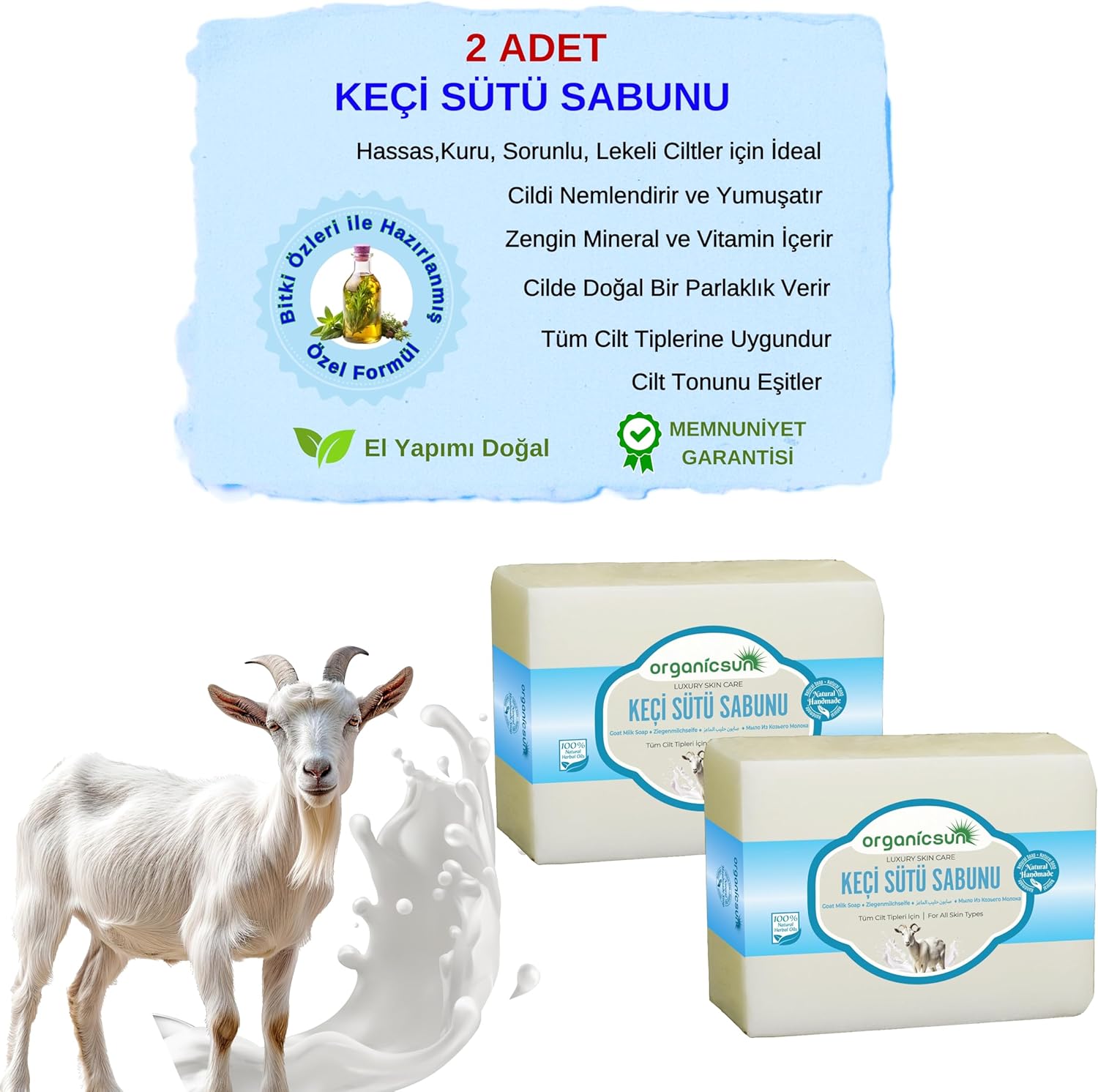 Alternative view of Doğal Keçi Sütü Sabunu 140 Gr x 2 Adet Tüm Cilt Tipleri İçin Nemlendirici ve Yenileyici