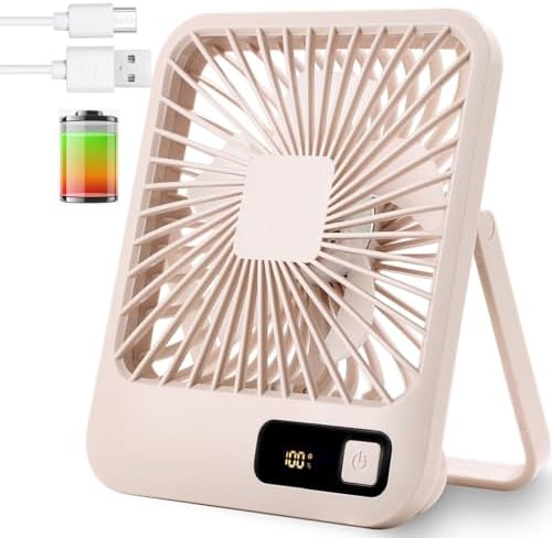 Alternative view of Küçük Masa Fanı, Taşınabilir USB Şarj Edilebilir, 2000mAh Pil ve LCD Ekranlı Eğilebilir Katlanabilir Kişisel Mini Fan, Güçlü Rüzgar, Ultra Sessiz, Ofis, Ev, Kamp için 5 Hız Modu