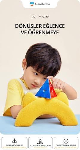 Go Pyraminx Küp Hız Piramit Çıkartmasız Zeka Küp Türkiye Resmi Satıcısı (GAN Üretimidir)