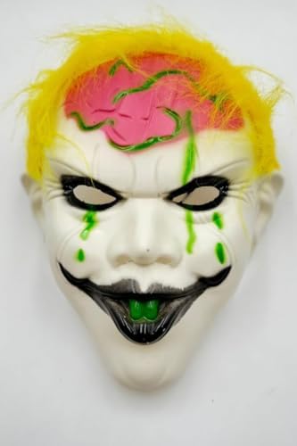 Halloween Maske Palyaço Pembe Beyin Sarı Saç
