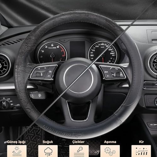 ML1003N Premium Deri Direksiyon Kılıfı, SİYAH