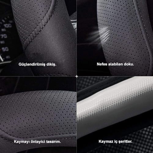 Alternative view of MC1003NR Premium Deri Direksiyon Kılıfı, KIRMIZI
