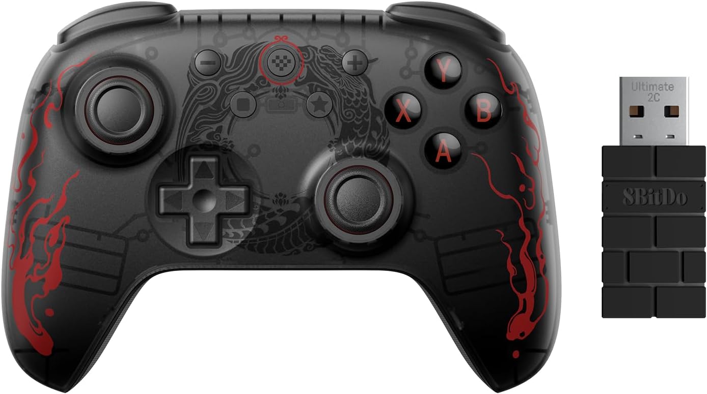 8BitDo 2C Controller for Windows PC and, with Hall Effect Joysticks and Hall Triggers, 1000Hz Polling Rate, and Remappable L4/R4 Bumpers - Myth: Wukong