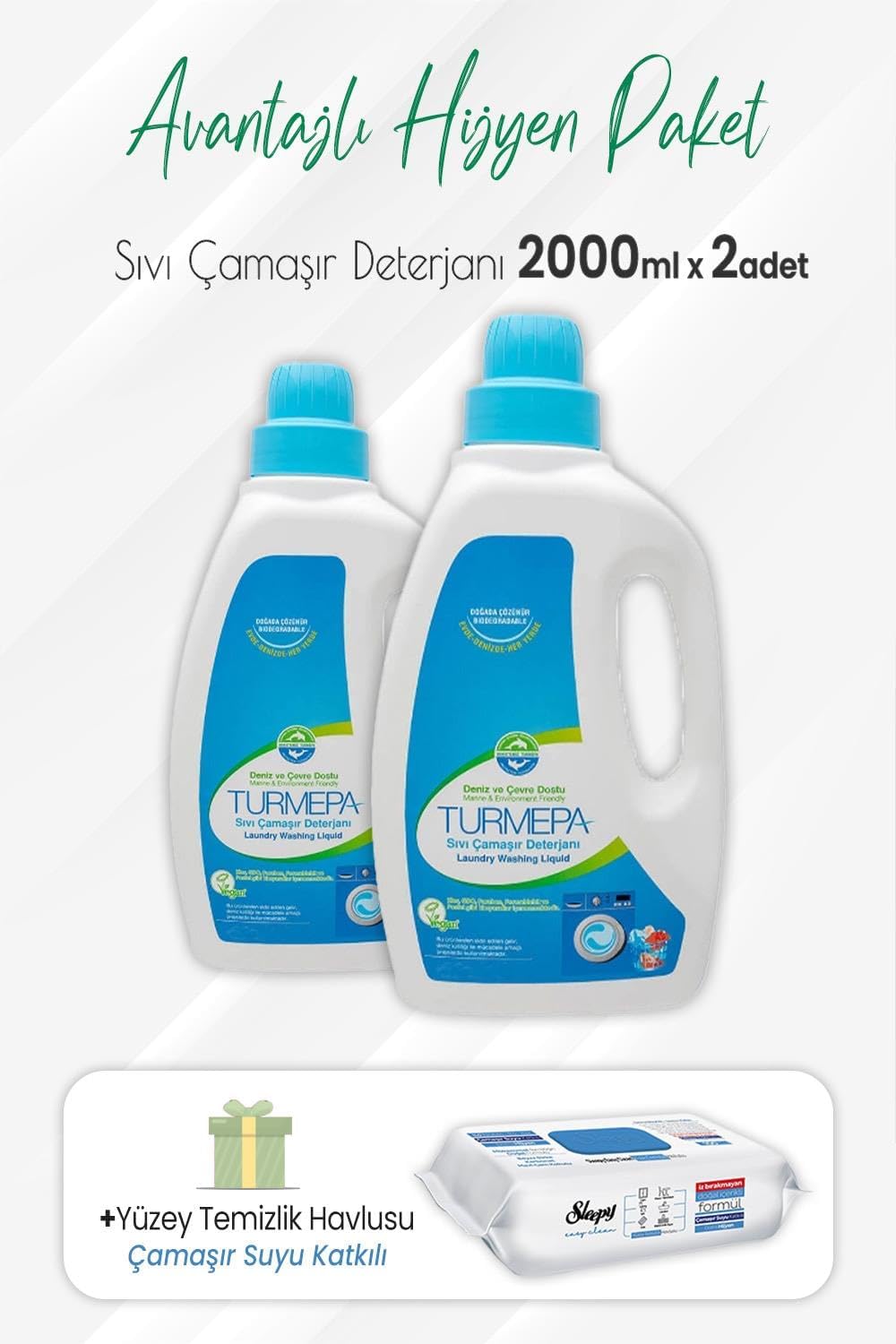 Alternative view of Sıvı Çamaşır Deterjanı 2 lt x 2 Adet ve Çamaşır Sulu Yüzey Temizlik 100' lü