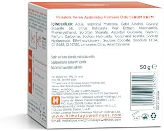 Himalaya Since 1930 Vitamin C Parlaklık Veren Ton Eşitleyici Portakal Özlü Serum İçerikli Nemlendirici 50 ml, C Vitamini