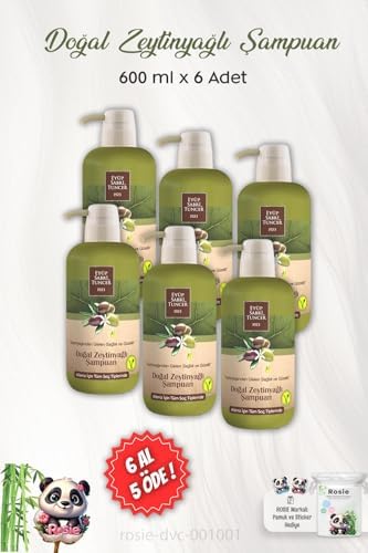 6 AL 5 ÖDE Doğal Zeytinyağlı Şampuan 600 ml ve ROSIE