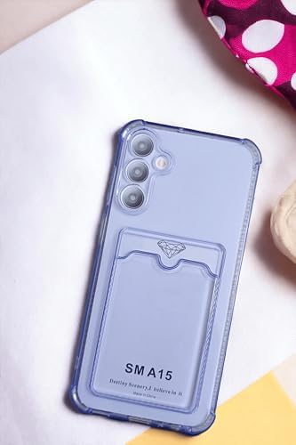 Alternative view of Galaxy A15 Kılıf Kartlıklı Köşe Koruma Tasarımlı Renkli Şeffaf K-Kart Kılıf (Lila)