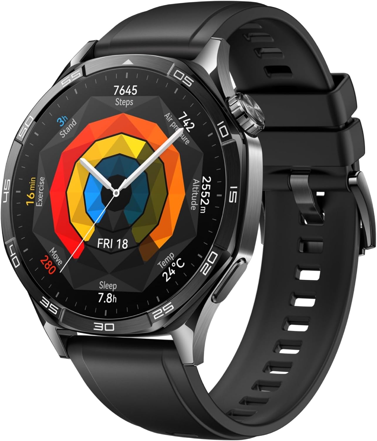 WATCH GT 5 46mm Akıllı Saat, Koşu ve Bisiklet için Yepyeni Spor Saati, 14 Güne Kadar Pil Ömrü, Keskin Hatlı Tasarım, Sağlık Takibi, iOS ve ile Uyumlu,Siyah