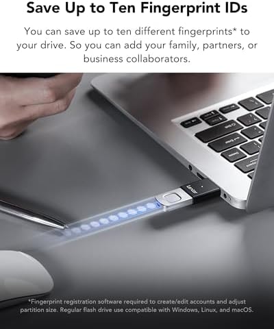Alternative view of JumpDrive Fingerprint F35 PRO 128 GB USB 3.0 Sürücü, 400 MB/s'ye kadar okuma/300 MB/s yazma, USB bellek, 10 parmak izi kimliğine izin verilir, bellek çubuğu, PC/Laptop (LJDF35P128G-RNBNG)