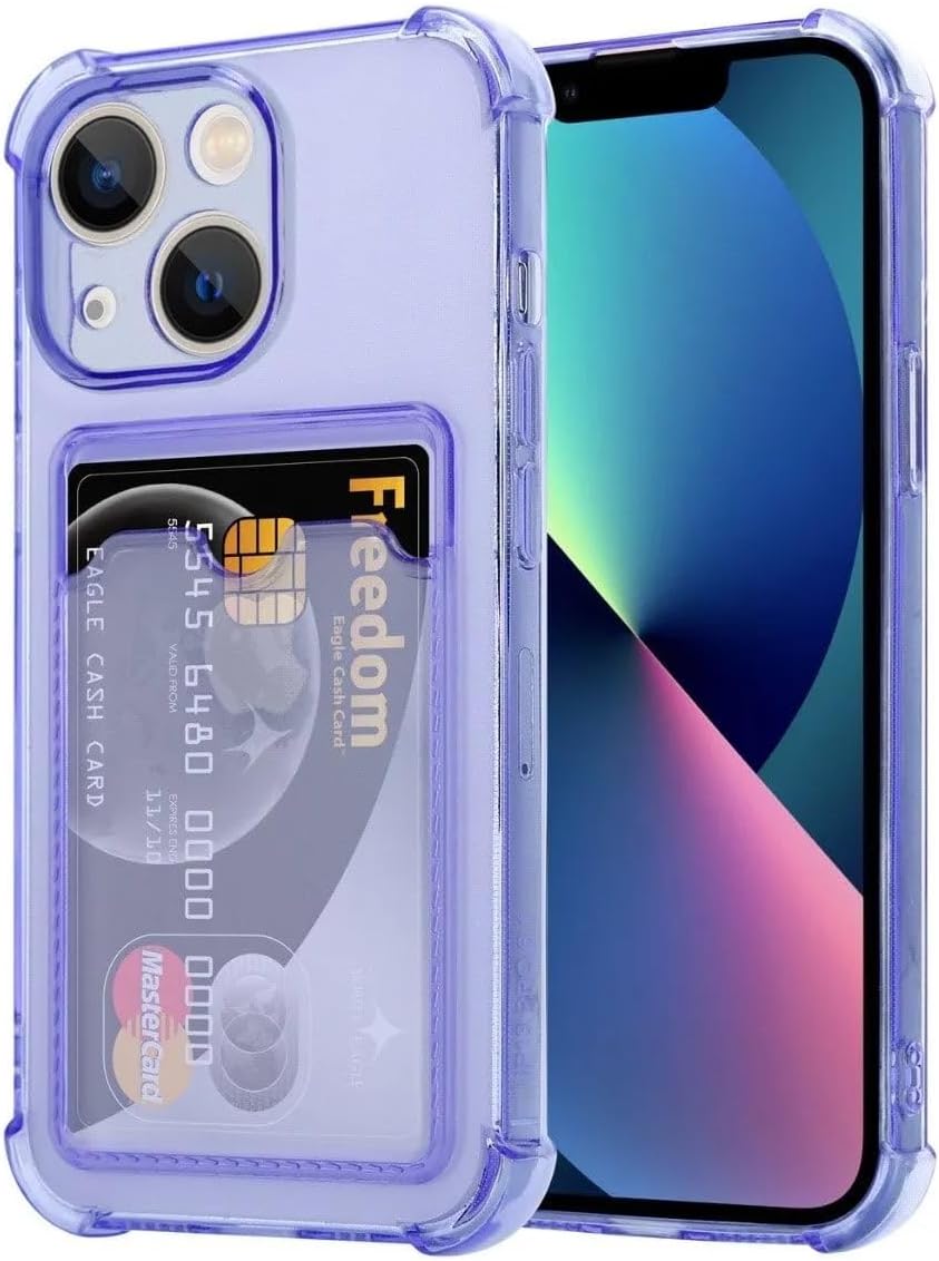 Alternative view of & AKSESUAR 15 ile Uyumlu Şeffaf Yapıya Sahip Arka Ksımında Kartlık Bölmeli Kolay Kullanım Sağlayan Telefon Kılıfı (Lila)