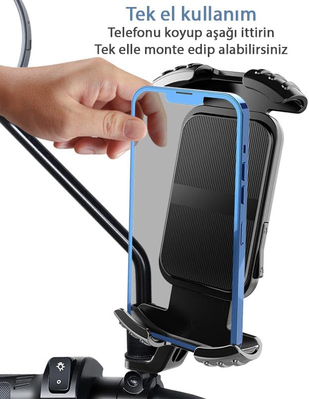 Alternative view of MT27 Kilit Sistemli Ayna Bağlantılı Motosiklet Telefon Tutucu Yatay ve Dikey Kullanılır (MT27 Ayna Tutucu)