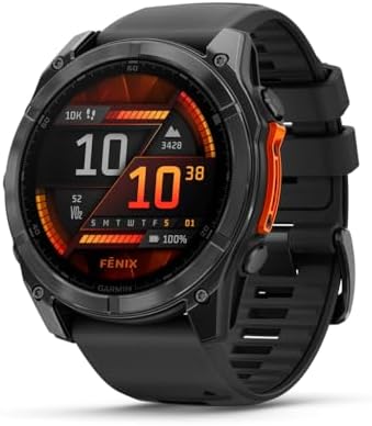 fenix 8 51mm, AMOLED Slate Gri, Siyah Silikon Kayışlı, Akıllı Saat