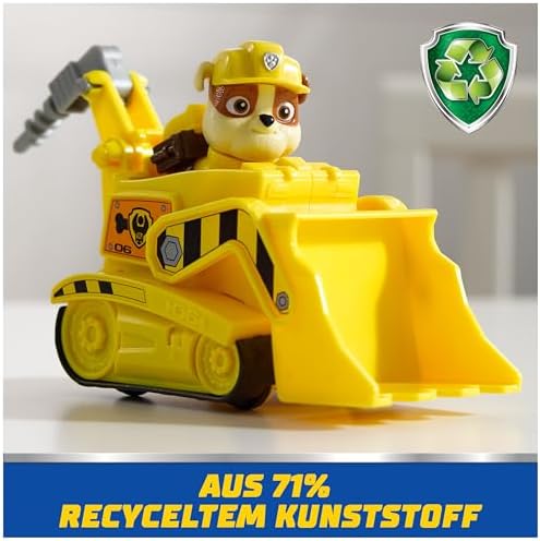 Paw Patrol, Rubble oyun figürlü inşaat aracı (sürdürülebilir temel araç/ana araç), 3 yaşından büyük çocuklar için oyuncak