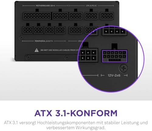 Alternative view of Nzxt C1200 1200W 80 Atx 3.1 Tam Modüler Siyah Güç Kaynağı