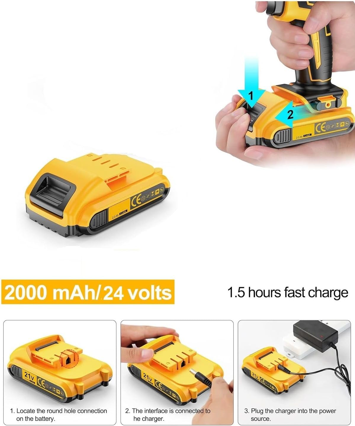 Alternative view of Şarjlı Matkap Için Yedek Batarya 12V 2000Mah Li-Ion Pcbli Şarjlı Matkap Için Pil Grubu