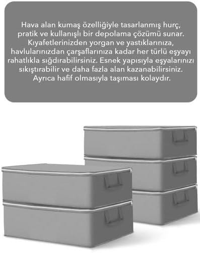 6 Adet Hurç Seti Büyük Boy Altı Çekyat Düzenleyeci Çeyiz Bohçası 64 x 45 x 22