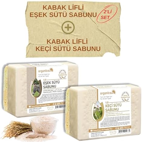 Alternative view of Doğal Kabak Lifli Eşek Sütü Sabunu ve Kabak Lifli Keçi Sütü Sabunu 2'li Set