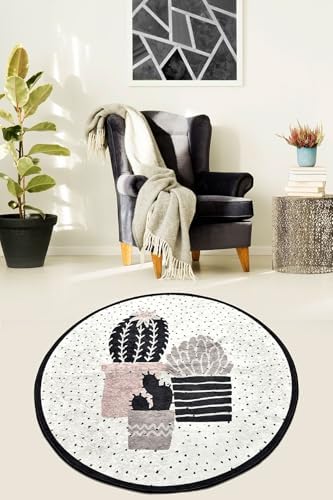 Cactus Djt Kaymaz Taban Dekoratif Halı, 140 x 140