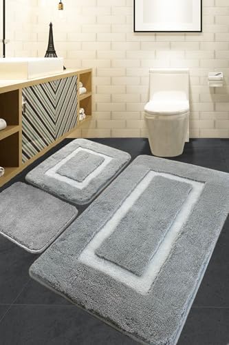 Alternative view of Quadrato Frame Grey 3'lü Set Banyo Halısı Akrilik, 60 x 100