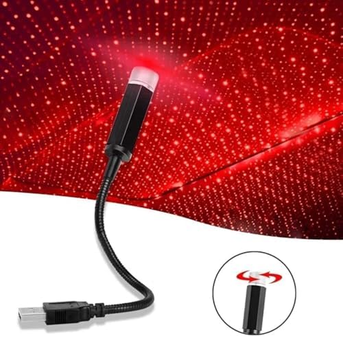 Kırmızı Ayak Altı Tavan Star Led Araç içi Atmosfer Ambians Işık Oto Araba İç Tavan Yıldız Ayarlanır USB Lamba