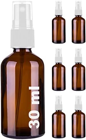 30 ml Beyaz Spreyli Cam Şişe 30 cc Sızdırmaz Kapaklı Fısfıs Kahverengi Cam Şişe 6 Adet