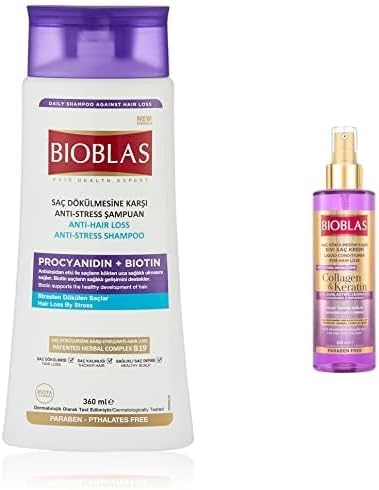 Bioblas 360 ml Anti-stress Şampuan + Kolajen & Keratin 200 ml Sıvı Saç Kremi
