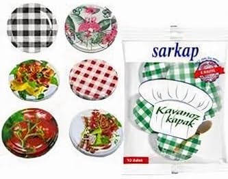 Alternative view of Sarkap 4 Paket 10'Lu Hijyenik Poşetli Kavanoz Kapağı Seti 4 Desen 82 Mm Karışık Gönderim