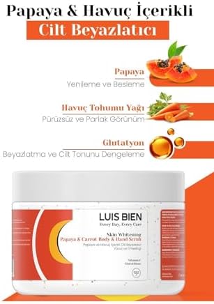 Luis Bien El Ve Vücut Peelingi | Papaya Ve Havuç Içerikli | 50Ml | Cilt Beyazlatma