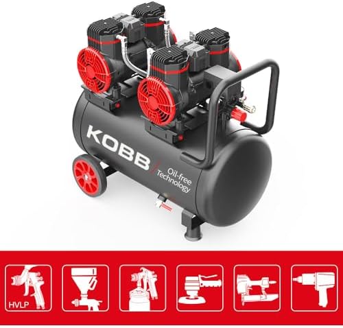 Alternative view of KBK50S2 4.0HP 50Lt 8Bar Çift Motorlu Yağsız Sessiz Taşınabilir Hava Kompresörü