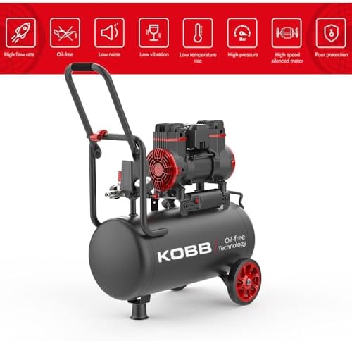 KBK25S 1.7HP 25Lt 8Bar Yağsız Sessiz Taşınabilir Hava Kompresörü