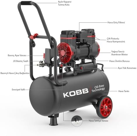 Alternative view of KBK25S 1.7HP 25Lt 8Bar Yağsız Sessiz Taşınabilir Hava Kompresörü
