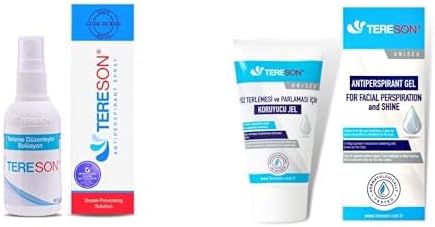Tereson El,Ayak ve Koltuk Altı Terleme Düzenleyici Solüsyon 50 mL ve Tereson Yüz Terlemesi ve Parlaması için Koruyucu Jel, 50ml