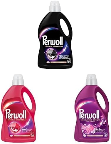 Yenileme Siyahlar için Sıvı Deterjan 54 Yıkama 2.97 Lt ve Geliştirilmiş Renkli Sıvı Çamaşır Detarjanı 2970 ml ve Hassas Sıvı Çamaşır Deterjanı 2.75L (50 Yıkama)