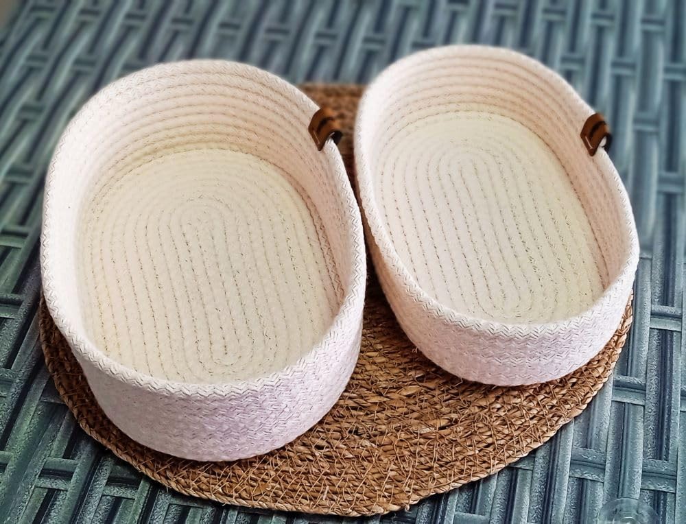 Alternative view of 2'Lİ OVAL SEPET 15 * 25CM KREM EV HASIR JÜT ÇOK AMAÇLI HAVLU DÜZENLEYİCİ ORGANİZER