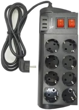 Termal Akım Korumalı 8Li Uzatma Kablosu 3Xusb 2 Metre 16 Amper