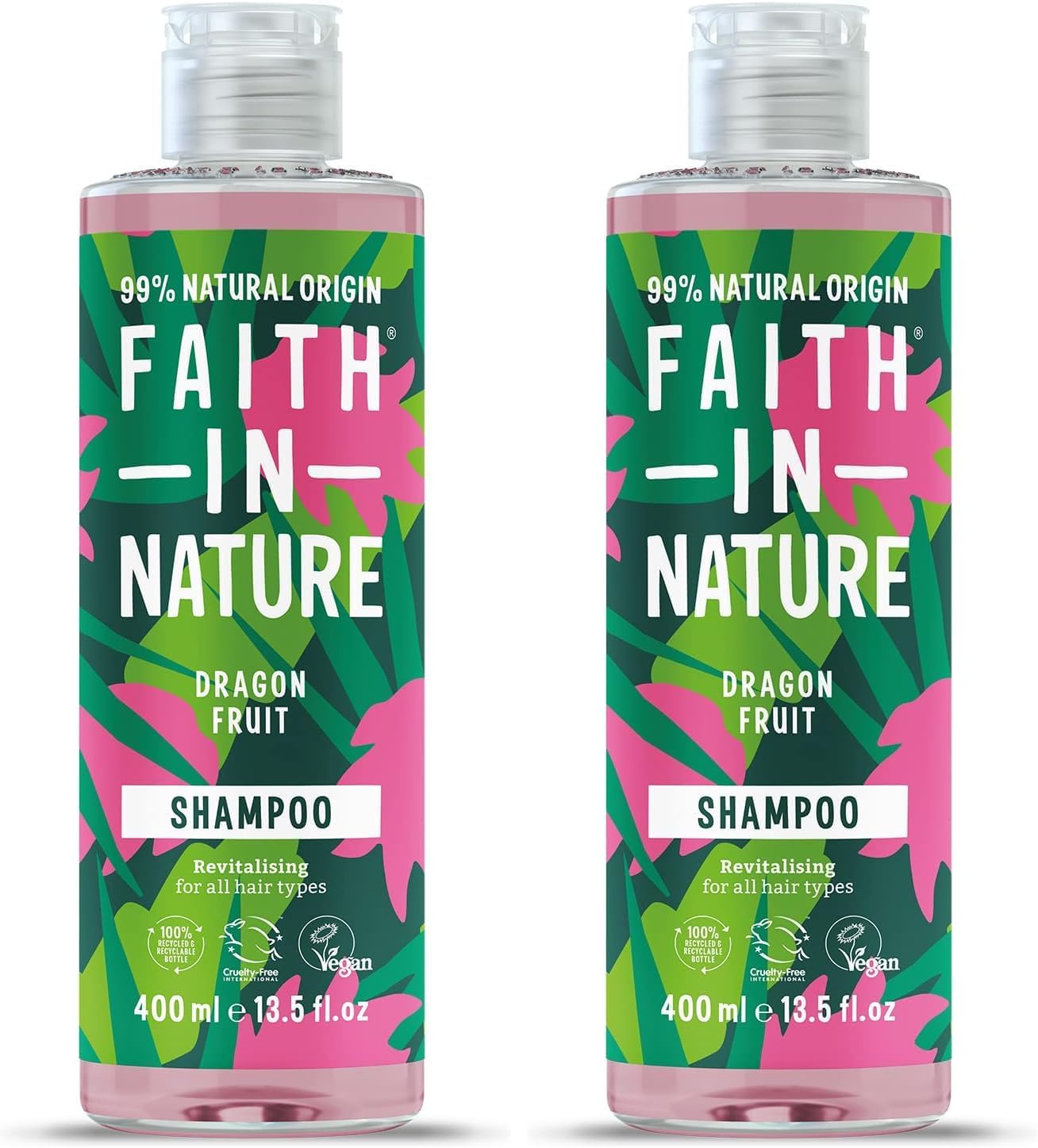 FAITH IN NATURE%99 Doğal Besleyici Şampuan Tüm Saç Tipleri İçin (Ejder Meyvesi, 400 ml) (2 paketi)