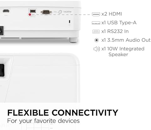 ViewSonic PX700HDH Full HD Projektör, 3700 ANSI Lümen, Ev, Ofis ve Sınıf için 1080p Projektör, HDMI, USB
