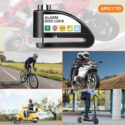Motosiklet Kilidi, Fren Diski Kilidi, Alarm 110 dB, Yüksek Sesli Motorsiklet AlarmlıDisk Kilidi, 1,5 m Hatırlatma Kablolu