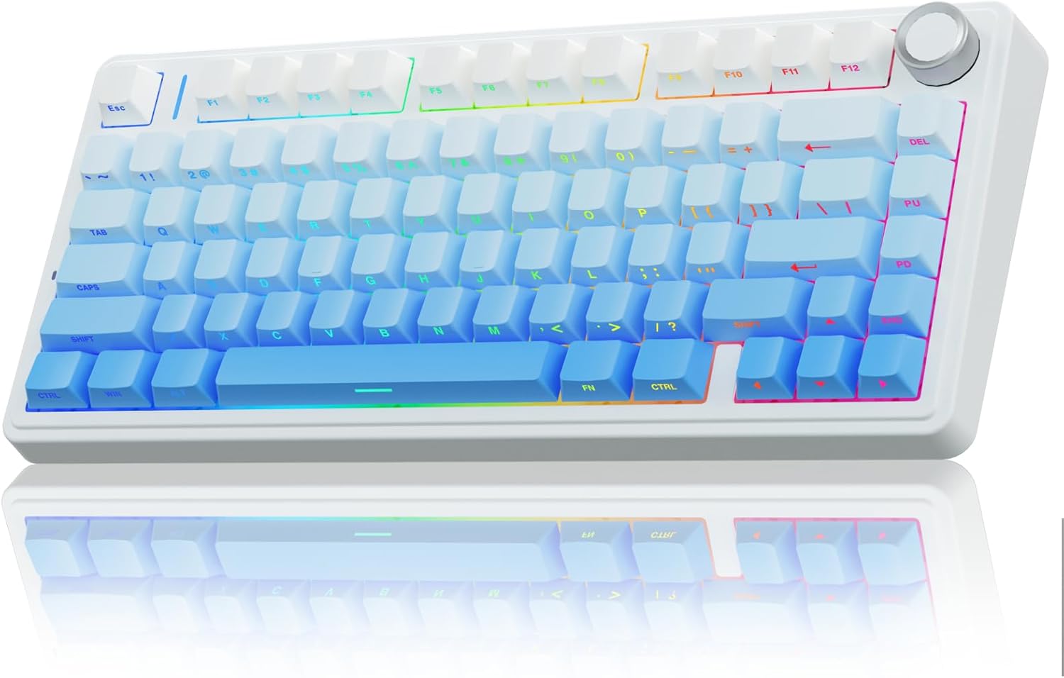 Alternative view of Aula F75 Mekanik RGB TKL Seiya Switch Kablosuz Makrolu Hot Swap Klavye Gradyan Mavi