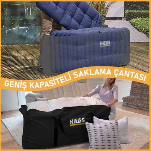 Bahçe Mobilya Yastığı, Minderi Saklama Çantası Hurç, Yatak, Yorgan, Yastık Organizer, Düzenleyici, Depolama Hurcu, Çantası, Büyük Boy - 275 Lt Siyah
