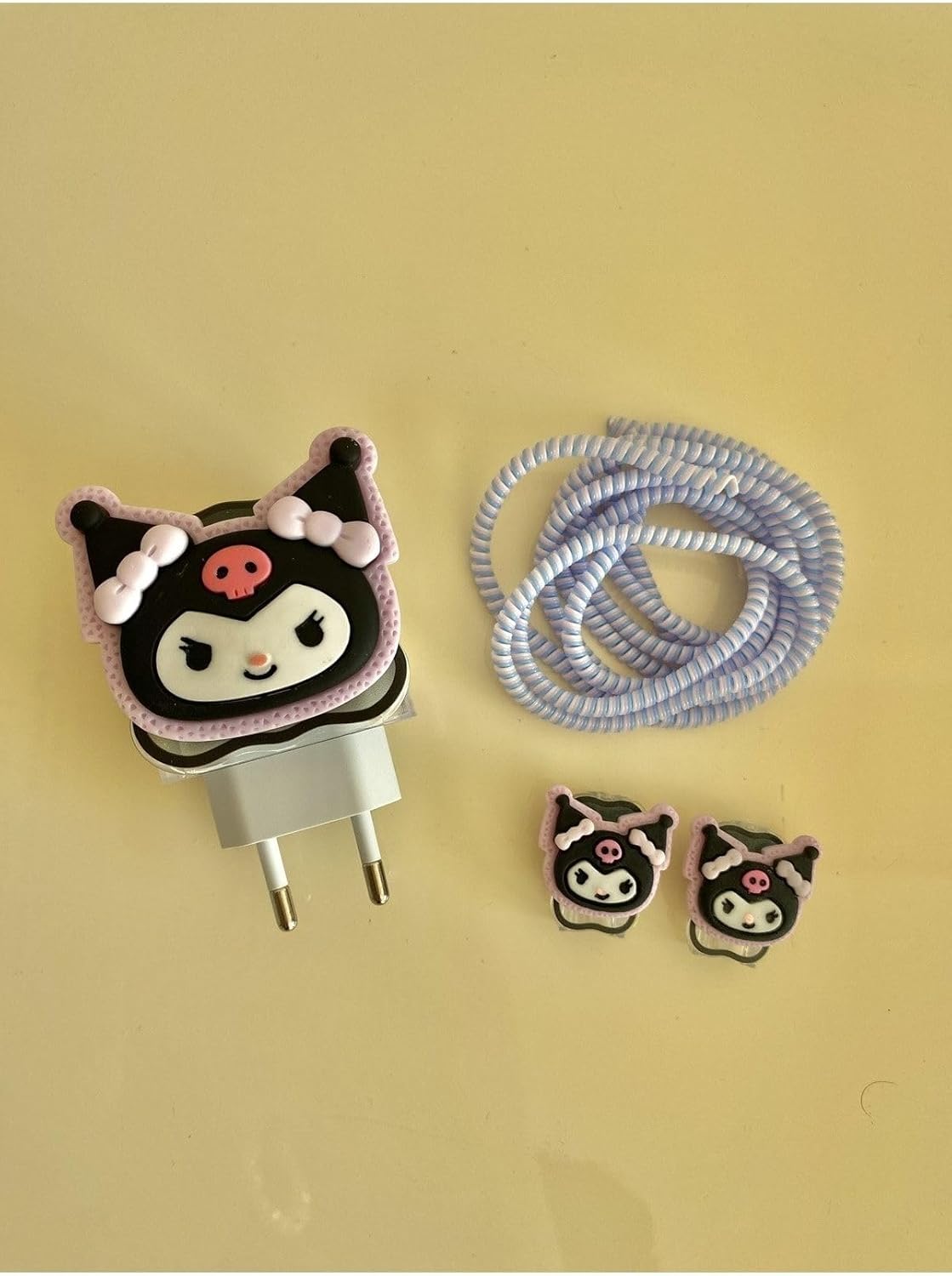 18w-20w Şarj Adaptörü Ile ile uyumlu kuromi Şarj Başlığı Ve Şarj Kablo Koruyucu Set